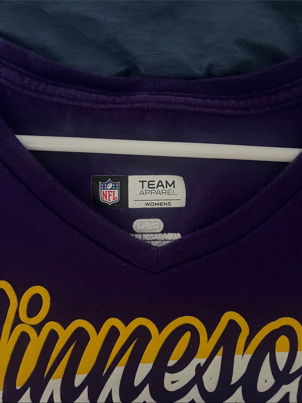 NFL Purple Minnesota Graphic V-Neck Tee with Yellow Script